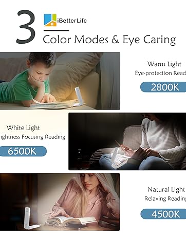 iBetterLife Book Light for Reading in Bed - USB Rechargeable