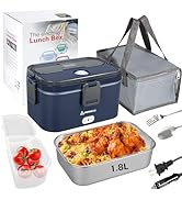 PHIWILLS 80W Electric Lunch Box 1.8L Container Food Warmer Heater, 12V/24V/110V Heated Lunchbox f...