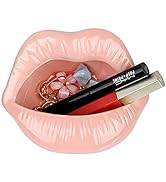 Trycooling Ceramic Red Lips Lipstick Ring Holder Jewelry Tray Rack Decorative Cosmetic Storage Di...