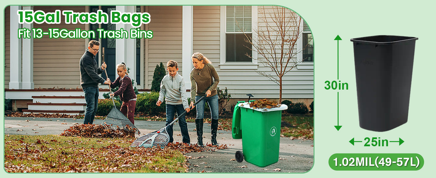 14.5 gallon trash bags 15+ gallon15 gallon trash bags kitchen tall drawstringn bag garbage bags