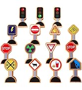 15 Pieces - Wooden Traffic Signs For Kids - Zany Street Signs for Play Mats, Toy Trains and Cars ...