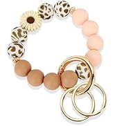 WEESMILE Silicone Key Ring Bracelet, Cute Keychain Wristlet with 2 Key Rings, Elastic Car Key Hol...