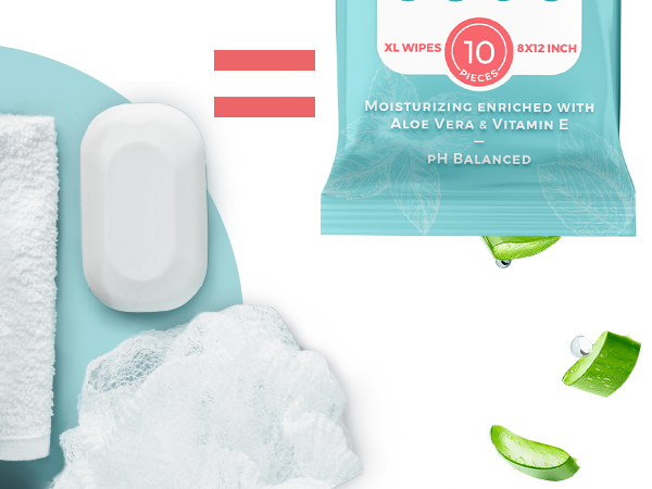 Pipa Mint body wipes for adults bathing no rinse fresh and gentle