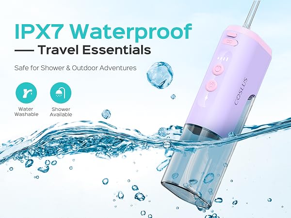 COSLUS Mini Water Flosser for Travel: Portable Compact Design, Cordless Oral Irrigator for Braces
