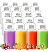 ZOOFOX 20 Pack 12 oz Plastic Juice Bottles With Caps, Clear Reusable Beverage Juice Containers Wi...