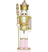 TENDYCOCO 30CM Christmas Nutcrackers Pink Nutcrackers Christmas Decorations Christmas Wooden Larg...