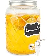 Omoojee 1 Gallon Drink Dispenser, Glass Drink Dispensers with Spigot, Sun Tea Glass Jar for Outsi...