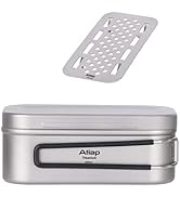 ATiAP Titanium Bento Lunch Box Set Mess Kit with Lid Handle Bag 1200ML 800ML Cooking Food Box Ben...