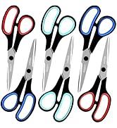 Black Scissors Bulk, Rkqoa 6 Pack 8" Heavy Duty Scissors with Sharp Blades and Comfort Right/Left...