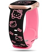 Girovo Cute Cat Engraved Band Compatible with Apple Watch Bands for Women 40/38/41/42/46/45/44/49...