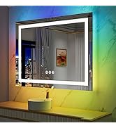 LOAAO 40”X30“ RGB LED Bathroom Mirror with Lights, Large, Anti-Fog, Dimmable Smart Lighted Bathro...
