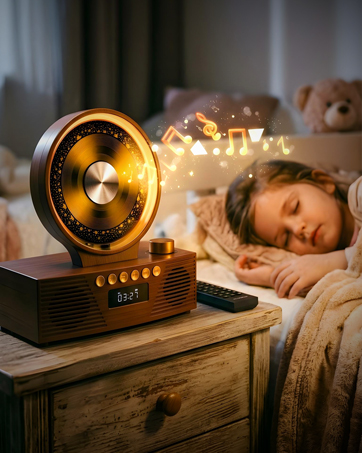 CD player sleep timer 30 to 180 minutes one button mute volume knob bedside bedroom nightstand