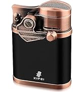 XIFEI Cigar Lighter 4 Jet Flame Torch Lighter with Cigar Holder, Windproof Rocker Arm Lighter Adj...
