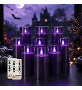 Homemory Dark Gray Flameless Candles, Purple Glow, Remote Timer, Set of 9 | Purple LED Glow Hallo...