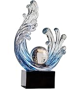 XYQXYQ Modern Abstract Decorative Wave Statue, Blue Abstract Art Home Decor,Crystal Ball Art Wave...