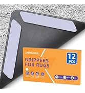 ZONGOOL 12 PCS Rug Tape, Reusable Washable Grippers for Rugs, Double Sided Non-Slip Rug Pads for ...
