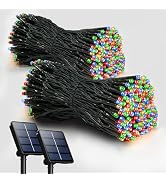 2 Pack Solar String Lights Outdoor, 200 LED Extra-Long 72FT Solar Powered Lights with 8 Lighting ...