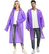 Rain Ponchos for Adults Reusable - Borogo 2Pcs Raincoats Emergency Survival with Hoods and Sleeve...