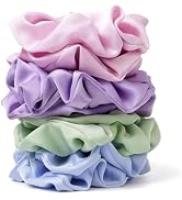 Aesthetic Satin Scrunchies for Women – 8PCS Pastel Colors Silk Hair Ties – No Crease, Frizz-Free,...