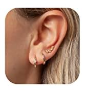Stud Earrings for Women Dainty Gold Earrings|14k Gold Cartilage Earring Hypoallergenic|Flat Back ...