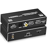 NEWCARE HDMI Splitter Audio Extractor, 4k@60Hz 1 in 2 Out with Optical Toslink SPDIF + Coaxial + ...