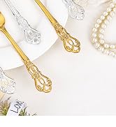 Joyido 30PCS Gold Plastic Forks - 8.1inch Gold Forks Disposable - Vintage Heavy Duty Dessert Fork...