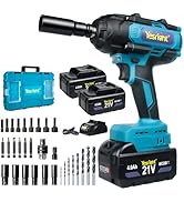 YesRight 740Ft-Ibs Cordless Impact Wrench 1/2", 4800RPM RPM High Torque Impact Gun with 2x 4.0Ah ...