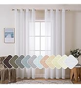 MIULEE 2 Panels Natural Linen Sheer Window Curtains Elegant Solid White Drapes Grommet Top Window...