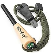 Nihtdoy Ferro Rod Fire Starter – Carbon Steel Striker & Compass-Integrated Wooden Handle | Flint ...