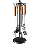 MAYZOLOP Kitchen Countertop Utensil Holder, Stainless Steel Rotatable Cooking Utensils Holder wit...