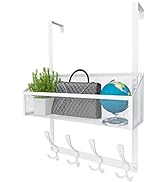 Kaiferty Over The Door Hooks Organizer, Door Hanger Towel Rack Mesh Basket with 12 Hooks ,Over Th...