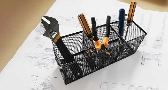 desk storage for tools