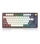 YUNZII B75 PRO 75% Wireless Mechanical Keyboard (Coffee Brown, MilkV2) | Hot Swap Keyboard with K...