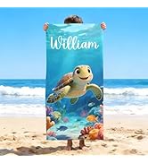 MRYAWXBK Personalized Beach Towels for Kids, Custom Beach Towels with Name, Ultra Absorbent Super...