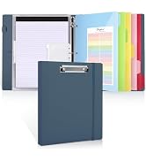 SKYDUE 3 Ring Binder with Clipboard,1 Inch Binder, 13.2" × 10.2" PU Clipboard Binder with Notepad...