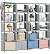 Mavivegue Book Shelf, 20 Cube Storage Organizer, DIY Bookcase, Metal Cube Bookshelf,Tall Book cas...