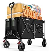 Collapsible Foldable Wagons, 440lbs Capacity Wagons Carts Foldable with All-Terrain Wheels, Heavy...