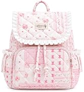 shiprabags Quilted Mini Backpack For Women,Small Cute Cotton Floral Backpack Purse, Drawstring Da...