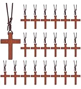 DICOSMETIC 30Pcs Wood Cross Necklace Bulk Wooden Cross Pendant Necklace Coconut Brown Crucifix Ne...