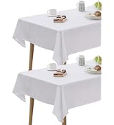 Demetex 2 Pack White Table Clothes for Rectangle Tables Valentines Day Decor, Tablecloth Wipeable...