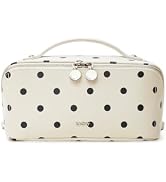 EACHY Travel Makeup Bag for Women, Large Capacity Travel Cosmetic Bag, Polka Dot Wide-Open Makeup...