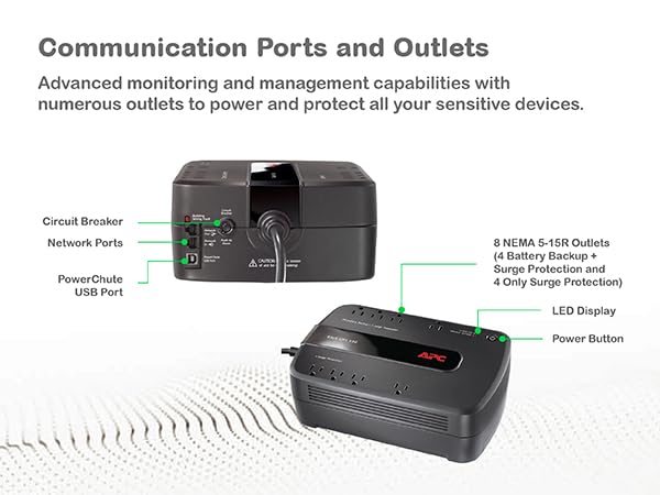 A powerful Back-UPS featuring multiple ports, and battery power and surge outlets