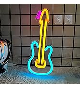 Attivolife Neon Guitar Shaped Sign, Best LED Acrylic Neon Lamp with USB for Bedroom Art Wall, Mus...