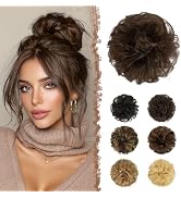 FESHFEN Human Messy Buns - 100% Human Hair Bun Real Scrunchies Hair Pieces Ponytail Extensions Wa...