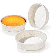 Vinino 6 Inch Silicone Round Cake Pan with Metal Reinforced Frame Set of 3, Nonstick Silicone Spr...