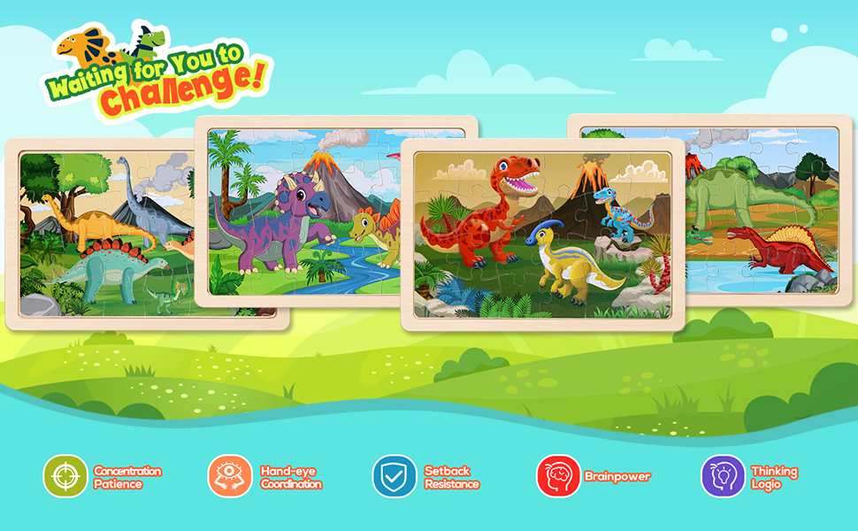 4-Pack Wooden Puzzles