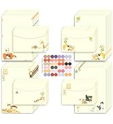 37 Pcs Stationery Paper Envelopes Set Includes 24 Lined Writing Paper & 12 Envelopes with 48 Colo...