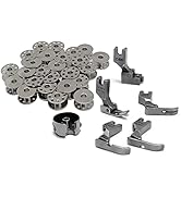 Fbshicung 31Pcs Industrial Sewing Machine Bobbins, Presser Feet, and Bobbin Case for Singer, Cons...