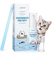 Cat Dental Care Kit – Tuna Flavor Toothpaste 1.06 oz with Toothbrush & Finger Brush | Gentle Form...
