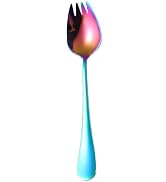Vintage Stainless Steel 2-in-1 Sporks Salad Forks, 6.5-inch Dessert Spoons, Long Handle Fruit App...